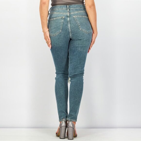 2/$30 Topshop Jamie High Rise Ripped  Skinny Mid Denim Tint W26 #9303 - Picture 6 of 12